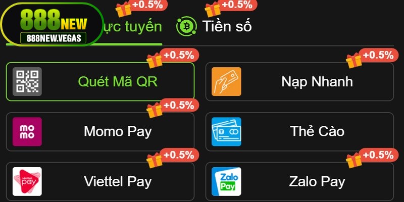 Giao dịch thanh toán đa dạng tại nhà cái 888NEW